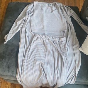 Ribbed taupe 3 piece set